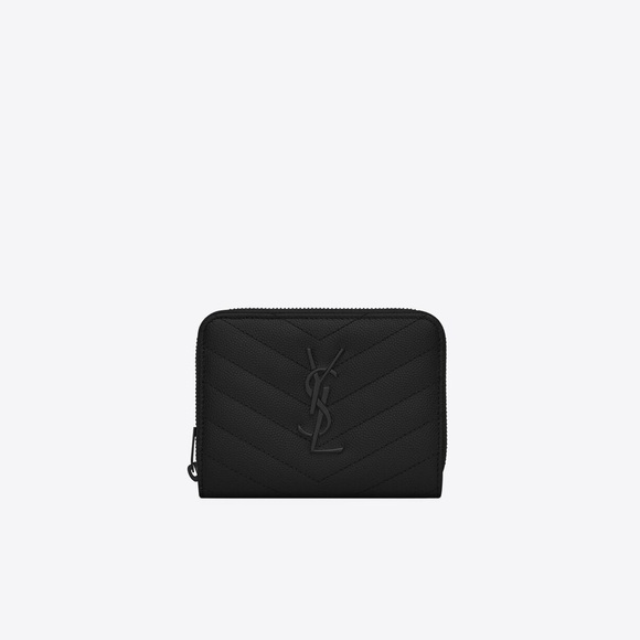 YSL Saint Laurent Cassandra Compact Wallet Black Calfskin Leather Black Hardware - Picture 12 of 15